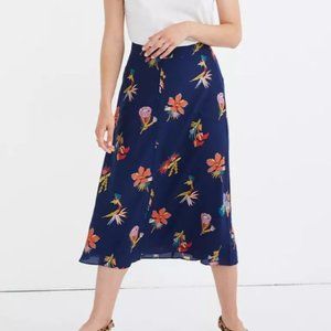NWOT Madewell Silk Atrium Midi Skirt size 8